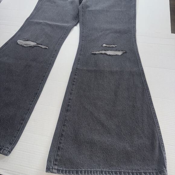 Wrangler WANDERER 622 HIGH RISE FLARE W Patch Black Distressed Jeans Women 32x34 - Picture 4 of 13